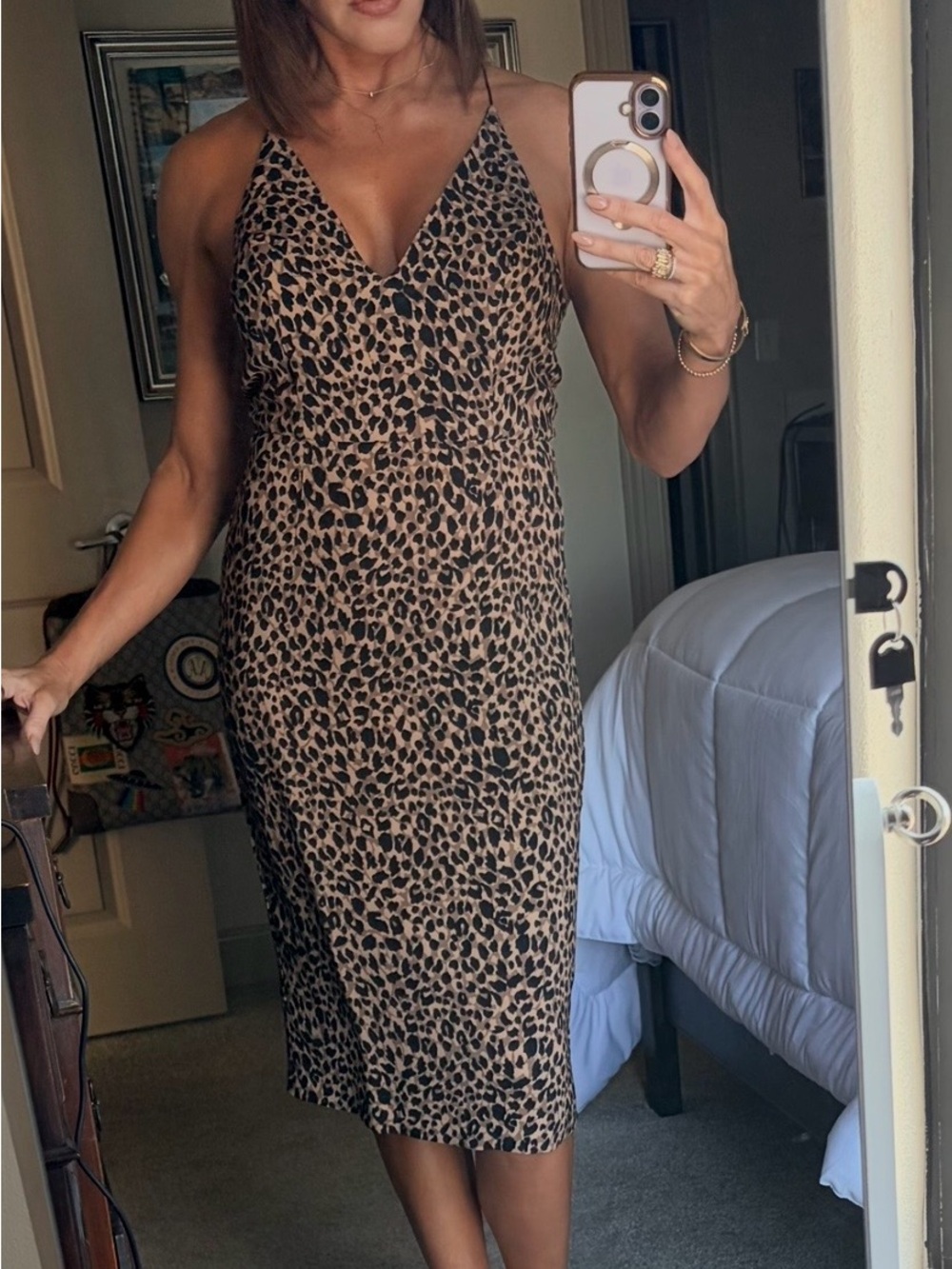 Topshop Leopard-Print Midi Slip Dress - Brown & Black